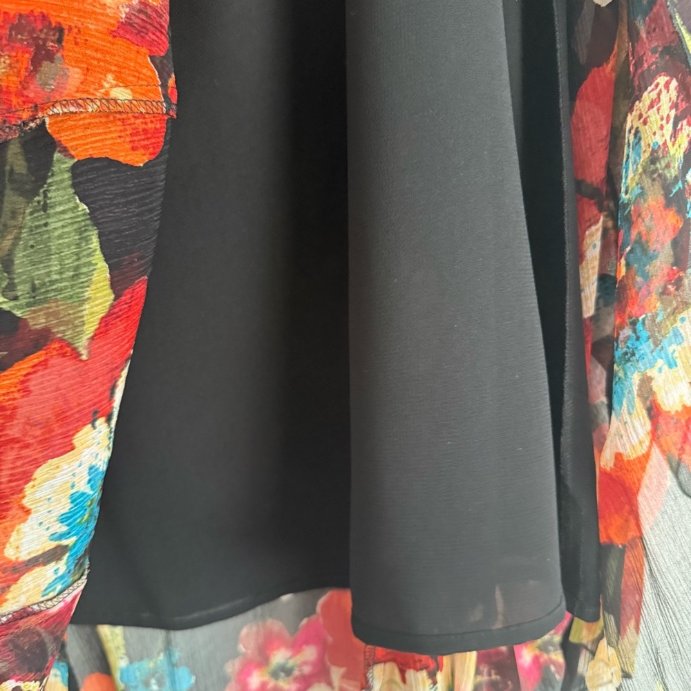Chicos Silk Midi Skirt Size Large 2 Multicolor Floral Flowy Skirt Lightweight - Picture 5 of 6
